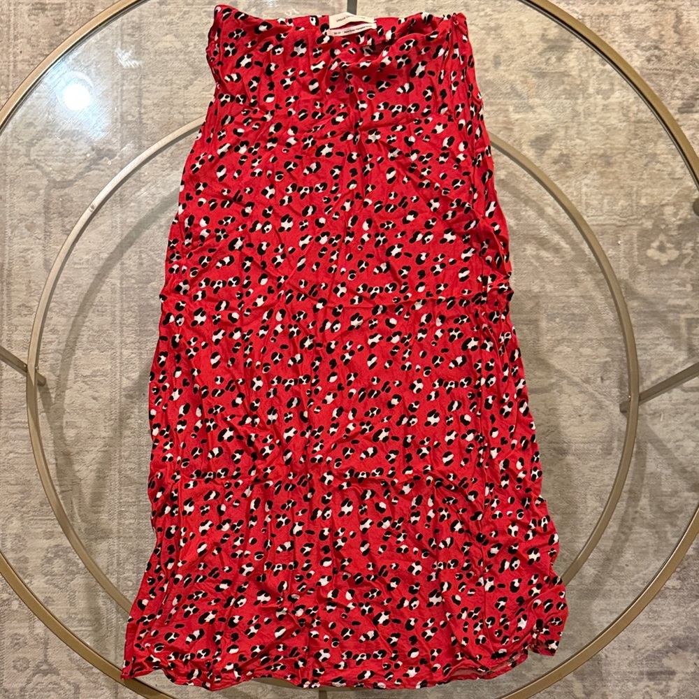 Urban Outfitters Red Animal Print Maxi Skirt